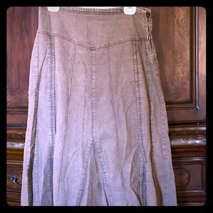Ankle length stretch denim skirt